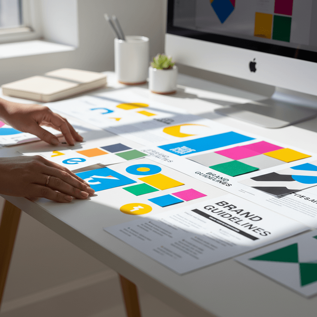 Complete brand identity kit with logo and color palette